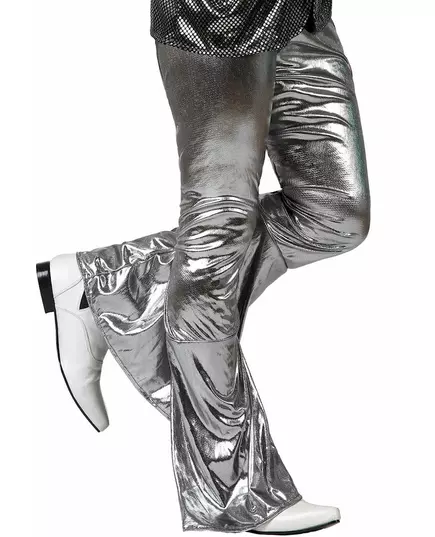 Zilverkleurige disco broek voor mannen, Maat: X-Small/Small