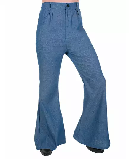 Pantalon disco pattes d'éléphant couleur Jeans homme, Taille: Large