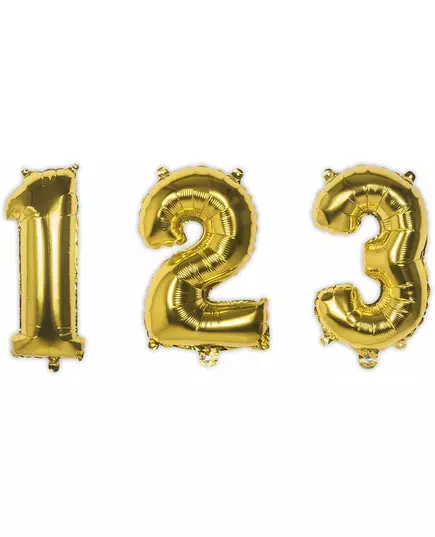 Goudkleurige aluminium cijfer ballon, Maat: 7