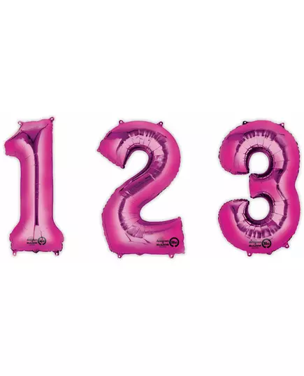 Ballon aluminium chiffre fuchsia 86 cm, Taille: 4