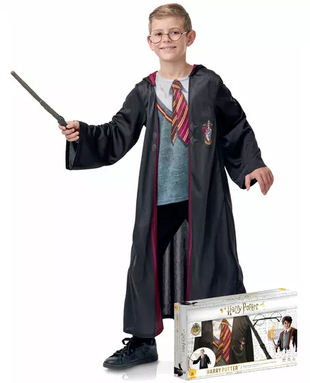 Harry Potter™ kostuum met accessoires voor kinderen, Maat: 7–8 jaar (122 tot 128 cm)