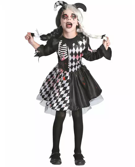 Déguisement arlequin ensanglanté fille, Taille: 10–12 ans (130–140 cm)