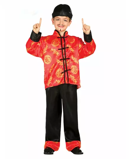 Rood chinees kostuum voor jongens, Maat: 5–6 jaar (110–115 cm)
