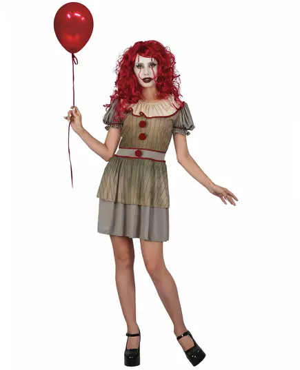 Psychopathische clown kostuum voor vrouwen, Maat: Large