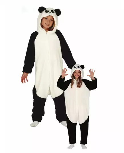 Panda kostuum met capuchon voor kinderen, Maat: 9 jaar (125–135 cm)