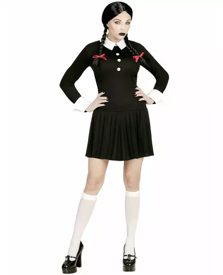 Zwart gothic schoolmeisje kostuum voor vrouwen, Maat: XS