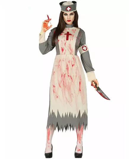 Déguisement infirmière rétro zombie femme, Taille: Medium (38–40)