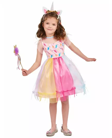 Déguisement licorne multicolore fille, Taille: 7–9 ans (120–130 cm)