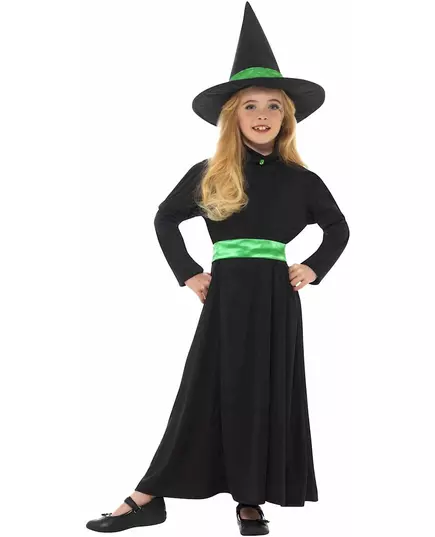 Kleine groene heks outfit voor meisjes, Maat: 4–6 jaar (115/128 cm)