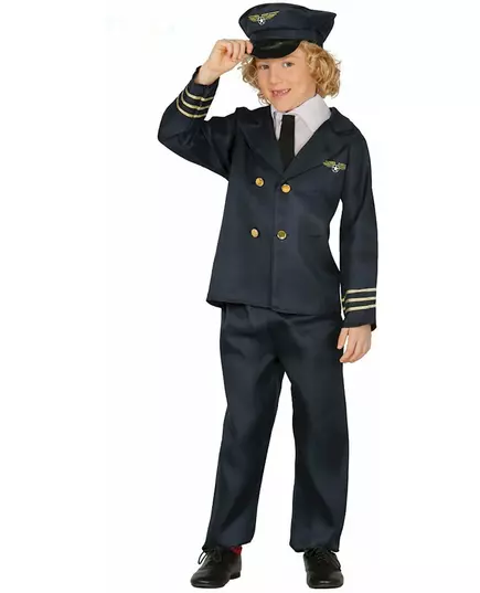 Déguisement pilote d'avion garçon, Taille: 9 ans (125–135 cm)