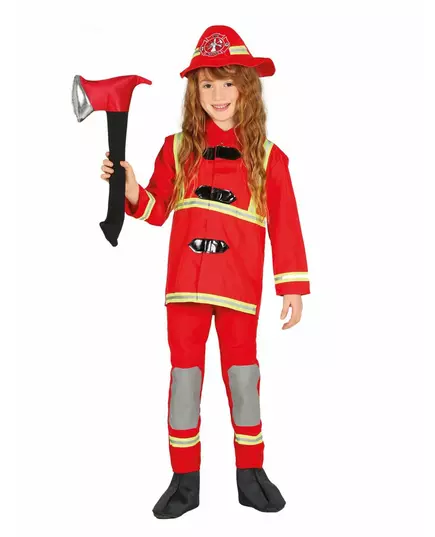 Rood brandweerkostuum voor kinderen, Maat: 10–12 jaar (142–148 cm)