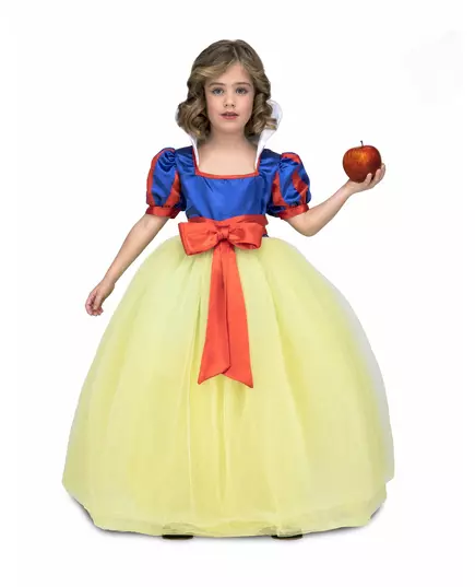 Geel en blauw ballroomprinseskostuum voor meisjes, Maat: 9 jaar (122–134 cm)