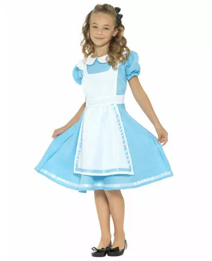 Prinses in wonderland kostuum voor meisjes, Maat: 7–9 jaar (130/143 cm)