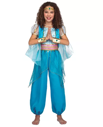 Turkoois oosters prinsessenkostuum voor meisjes, Maat: 9 jaar (122–134 cm)