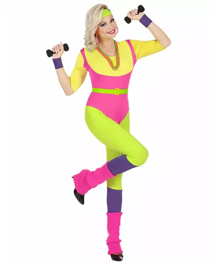 Jaren 80 aerobics kostuum voor vrouwen, Maat: Large