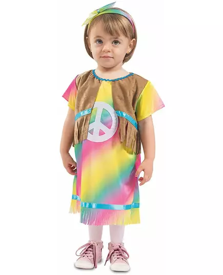 Baby hippie jurk vermomming, Maat: 1–2 jaar (80–91 cm)