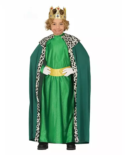 3 Koningen kostuum groen voor kinderen, Maat: 10–12 jaar (142–148 cm)
