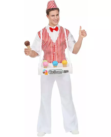 Retro ijsverkoper kostuum voor mannen, Maat: X-Large