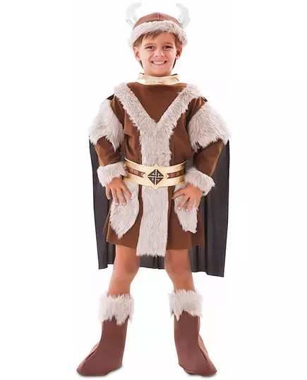 Bruin Vikingkostuum voor jongens, Maat: 7–9 jaar (122–138 cm)