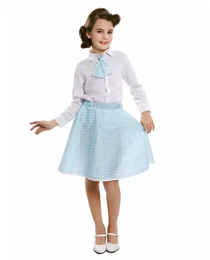Jupe avec cravate pin-up bleu ciel fille, Taille: 7–9 ans (122–138 cm)