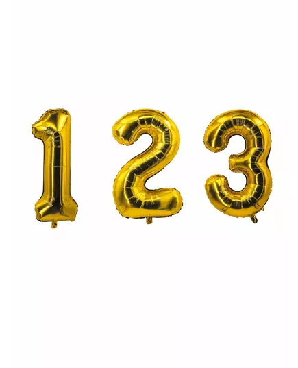 Goudkleurige aluminium cijfer ballon 85 cm, Maat: 1