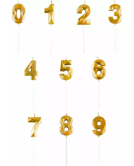 Bougie chiffre dorée à effet diamant 5 cm, Taille: 2