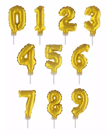 Taarttopper cijferballon goud 12,7 cm, Maat: Nummer 8