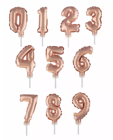 Cake topper ballon chiffre rose gold 12,7 cm, Taille: 6
