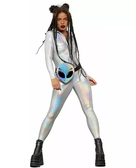 Combinaison holographique brillante femme, Taille: Small