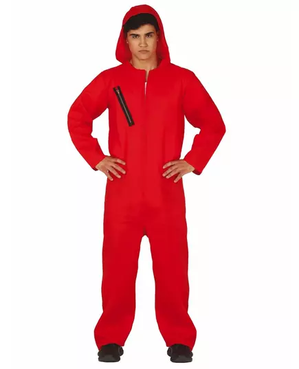 Déguisement combinaison rouge voleur adulte, Taille: Small (46–48)