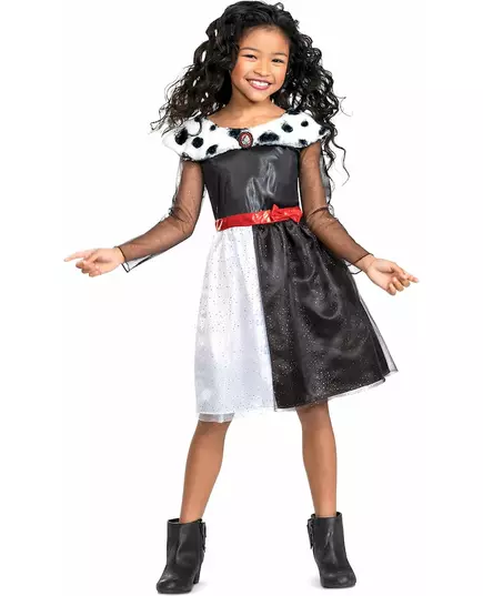 Klassiek Cruella™ kostuum meisjes, Maat: 5–6 jaar (109–126 cm)