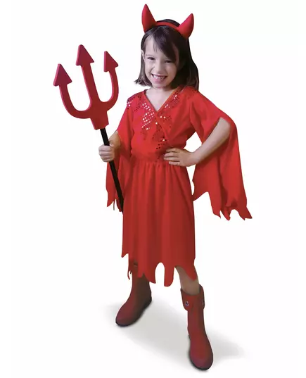 Déguisement diablesse rouge fille, Taille: 3–4 ans (90 à 104 cm)