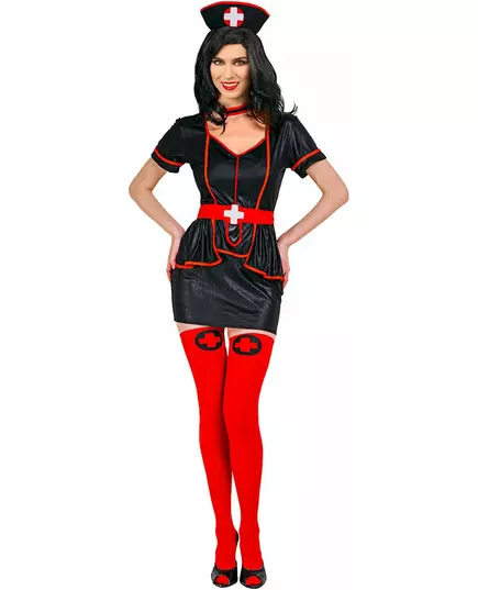 Déguisement infirmière noire femme, Taille: Small