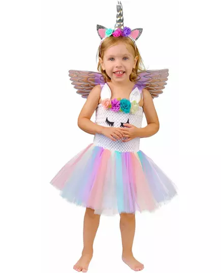 Déguisement licorne fleurie pastel fille, Taille: 3–4 ans (92–104 cm)