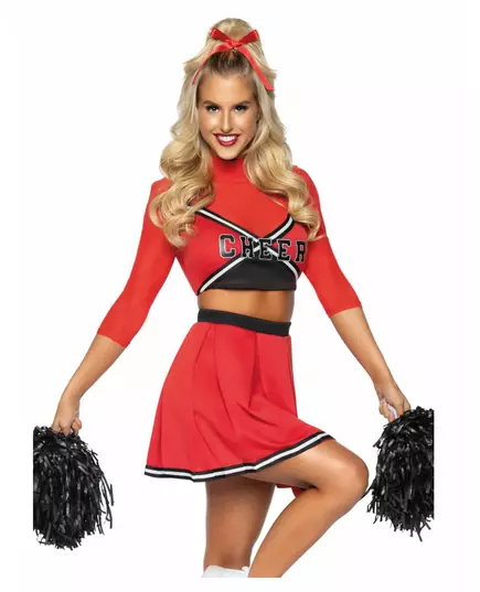 Luxe rode pompom vermomming voor vrouwen, Maat: Small/Medium (38–40)