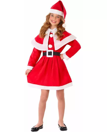 Déguisement mère Noël classique fille, Taille: 5–6 ans (115/130 cm)