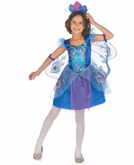 Déguisement paon à paillettes fille, Taille: 5–6 ans (105–116 cm)