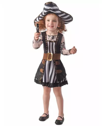 Getatoeëerd piratenkostuum voor meisjes, Maat: 7–9 jaar(120–130 cm)