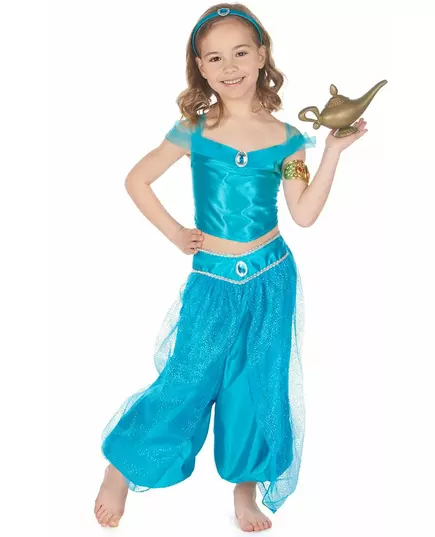 Déguisement princesse orientale bleue fille, Taille: 7–9 ans (120–130 cm)