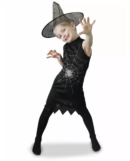 Heksenvermomming met meisjeshoed, Maat: 5–6 jaar (110 tot 116 cm)