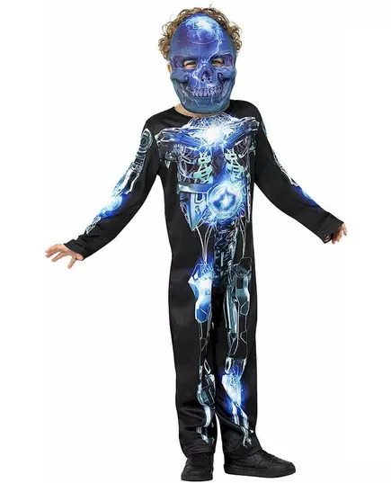 Déguisement squelette robotique enfant, Taille: 4–6 ans (115/128 cm)