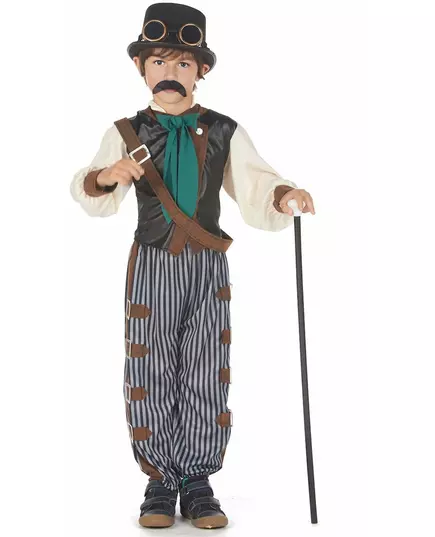 Steampunk dandy kinderkostuum, Maat: 4–6 jaar (110–120 cm)