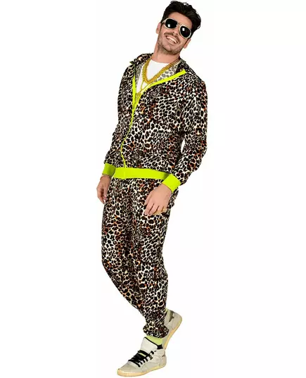 Déguisement survêtement léopard années 80 adulte, Taille: Large