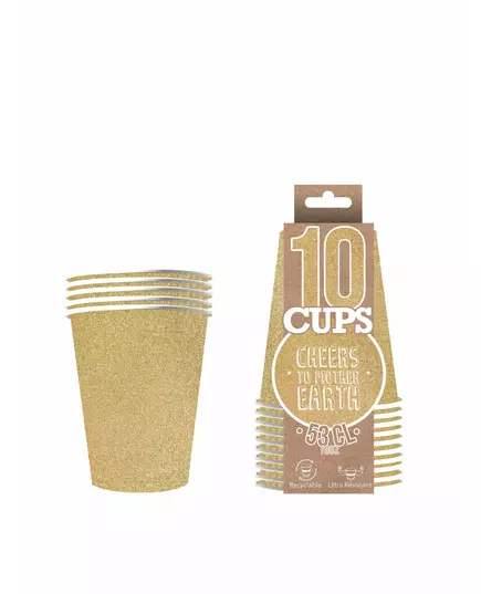 10 Gobelets américains scintillants carton recyclable or 53 cl, image 2