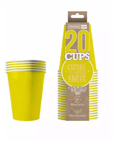 20 Gobelets américains carton recyclable jaunes 53 cl, image 2