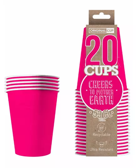 20 Amerikaans roze recyclebare kartonnen bekers 53 cl, image 2
