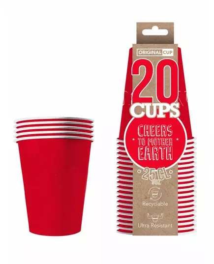 20 Amerikaanse rode recyclebare kartonnen bekers 25 cl, image 2