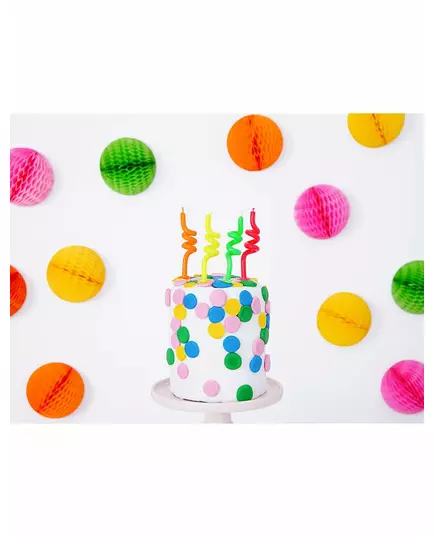 4 Bougies d'anniversaire tourbillons multicolores 8 cm, image 2