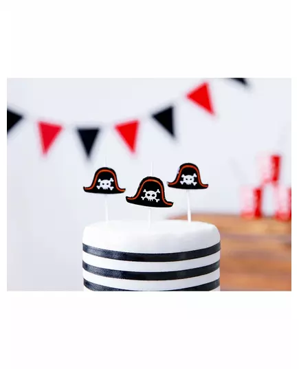 5 Verjaardagskaarsjes op piratenhoedprikkers 2 cm, image 2