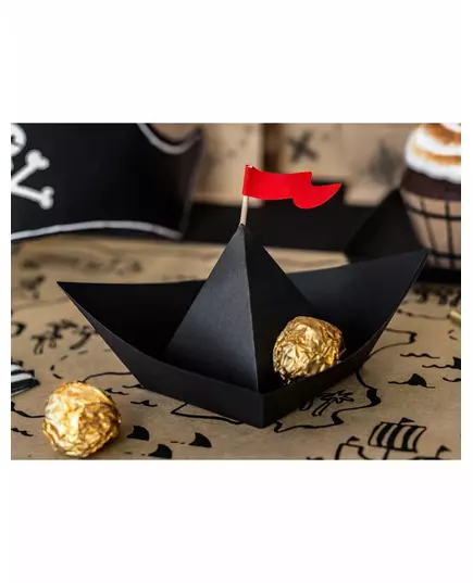 6 zwarte papieren origami piratenboten, image 2